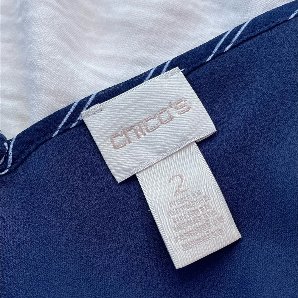 Chico’s Navy and white stripe tank top style size 2 - Picture 5 of 10